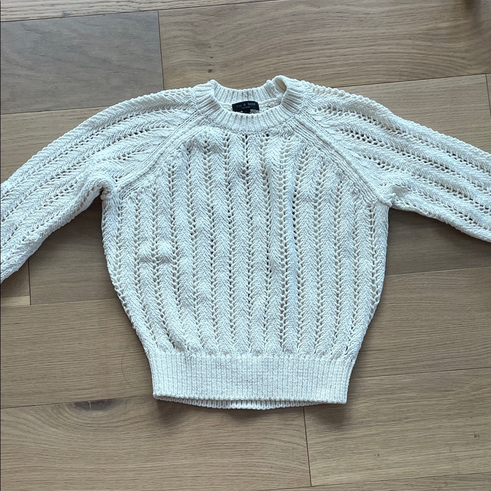 rag & bone Adrienne Women’s Cotton Crew Neck Textured Cream Sweater